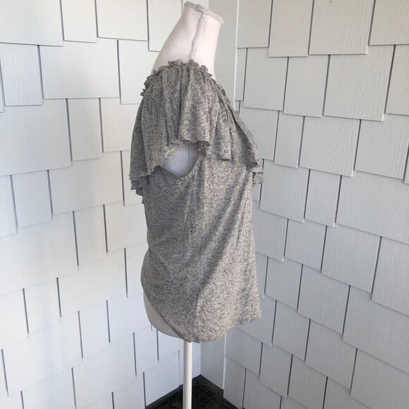 Rebecca Taylor Women's Grey Melan Jersey Knit One-Shoulder Ruffle Top sz M - Picture 4 of 7